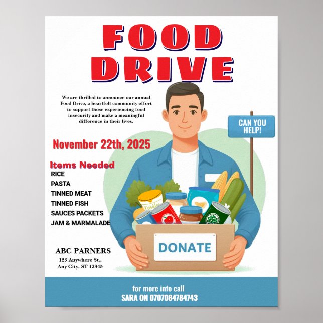 Poster Don de la banque alimentaire | Conception personna (Devant)