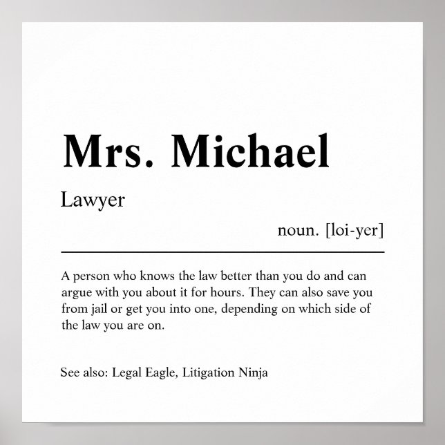 Poster Don personnalisé de l'avocat (Devant)
