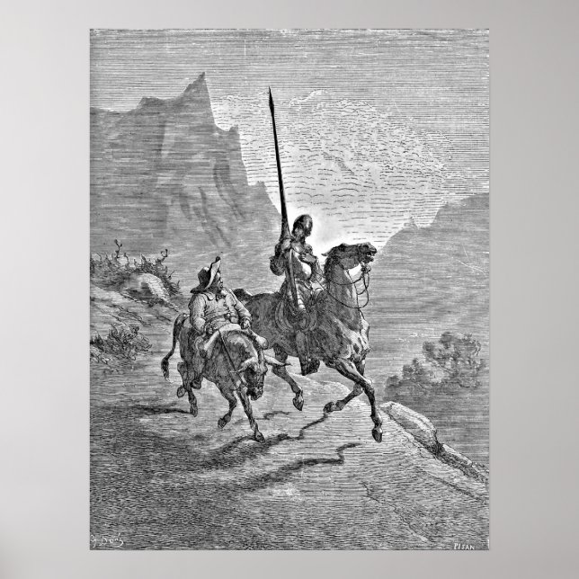 Poster Don Quichotte et Sancho Panza (Devant)