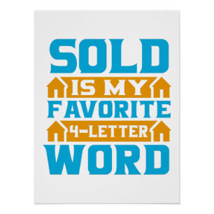 Poster Don Realtor VENDU Est Mon Mot 4 Lettres Préféré
