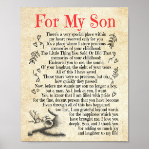 Poster Don Son  Pour Mon Fils Merci D'Avoir Ajouté Tant D
