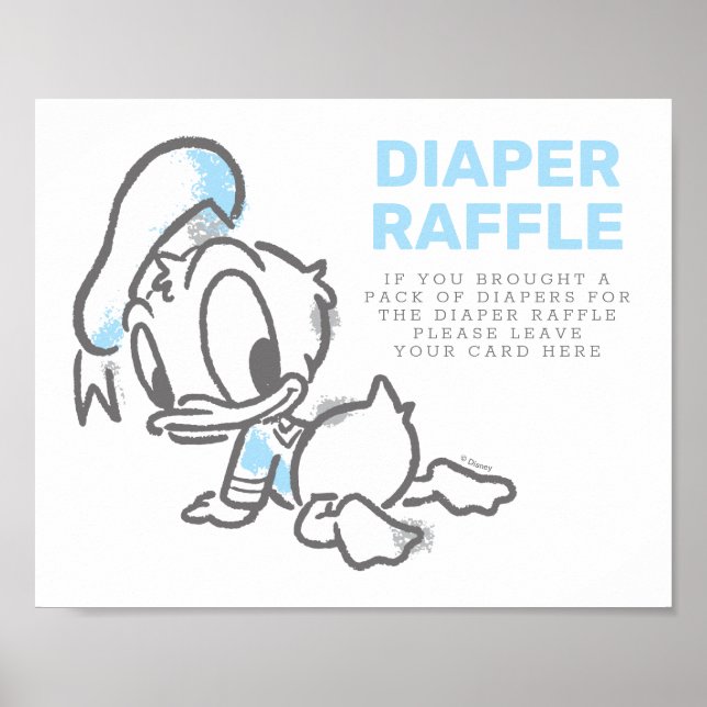 Poster Donald Duck Boy Baby shower Déchets Raffle (Devant)