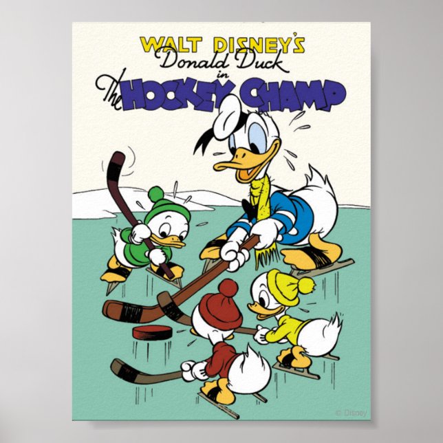 Poster Donald Duck et Nephews jouent au hockey (Devant)
