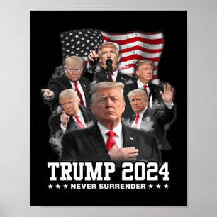 Poster Donald J Trump 2024 Ne jamais céder 1