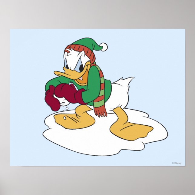 Poster Donald lance un boule de neige (Devant)