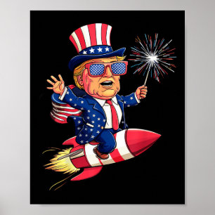 Poster Donald Trump 2024 heureux 4 juillet Trump américai