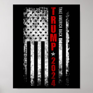 Poster Donald Trump 2024 Reprendre le drapeau américain à