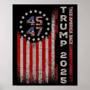 Poster Donald Trump 2025 : l'Amérique doit le drapeau amé