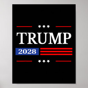 Poster Donald Trump 2028 Président américain Drapeau Pro