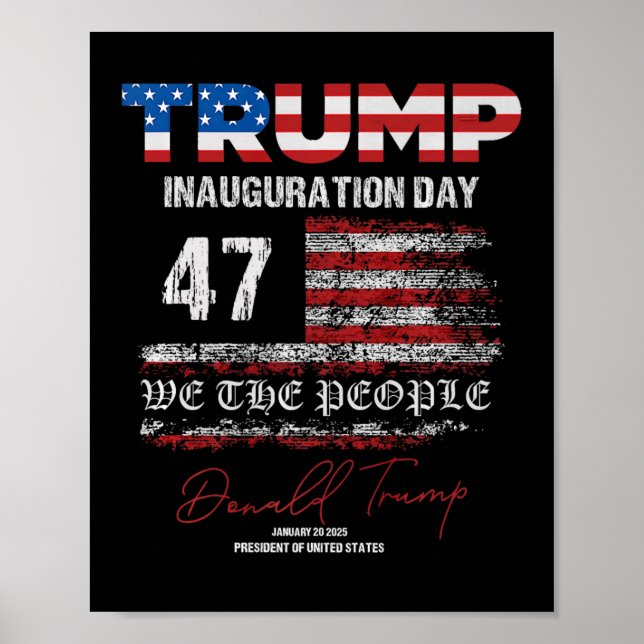 Poster Donald Trump 47e président 2025 Inauguration États (Devant)