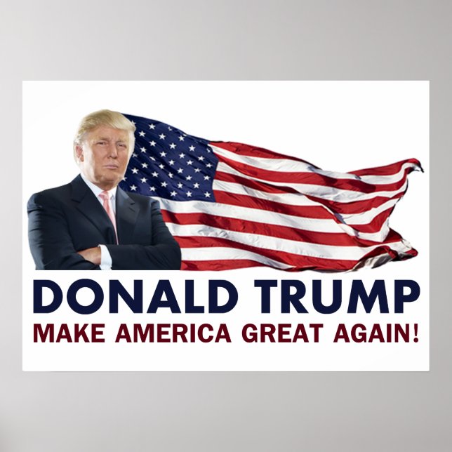 Poster Donald Trump - Drapeau américain (Devant)