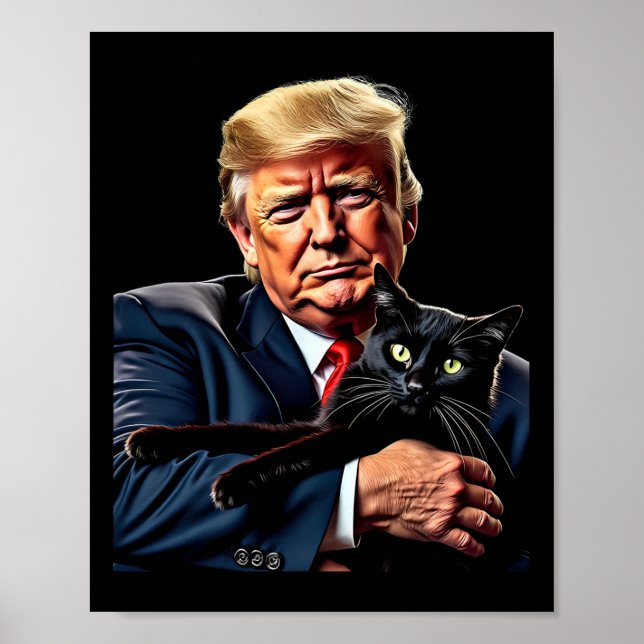 Poster Donald Trump Holding Cat Graphic Drôle Politique M (Devant)