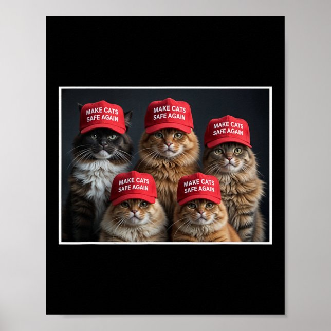 Poster Donald Trump Make Cats Safe Again Red Hat 2024 Det (Devant)