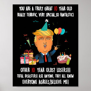 Poster Donald Trump Président Drôle 10e Anniversaire Trum