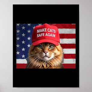 Poster Donald Trump Rendre les chats en sécurité Casquett