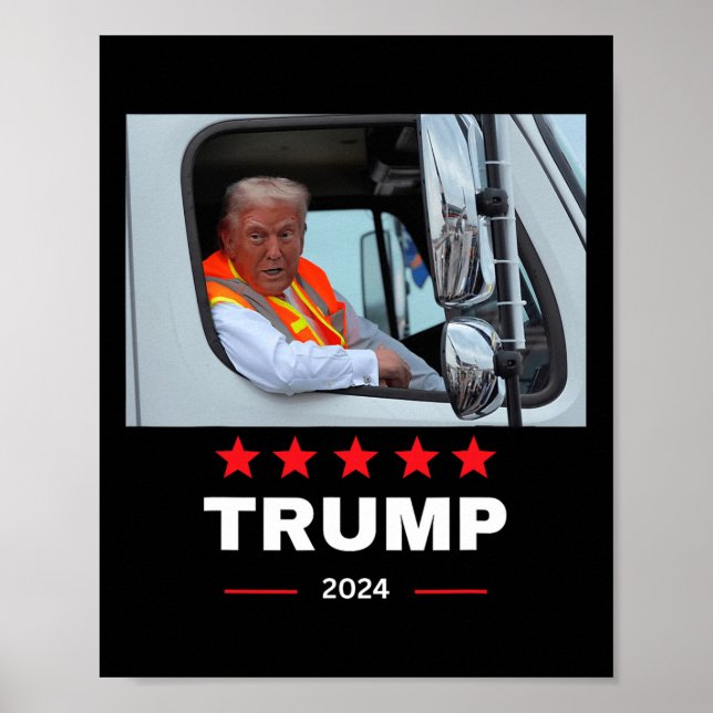 Poster Donald Trump Se Déplace Dans Un Camion À ordures (Devant)