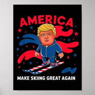 Poster Donald trump skiant l'amérique - rendre le ski gén