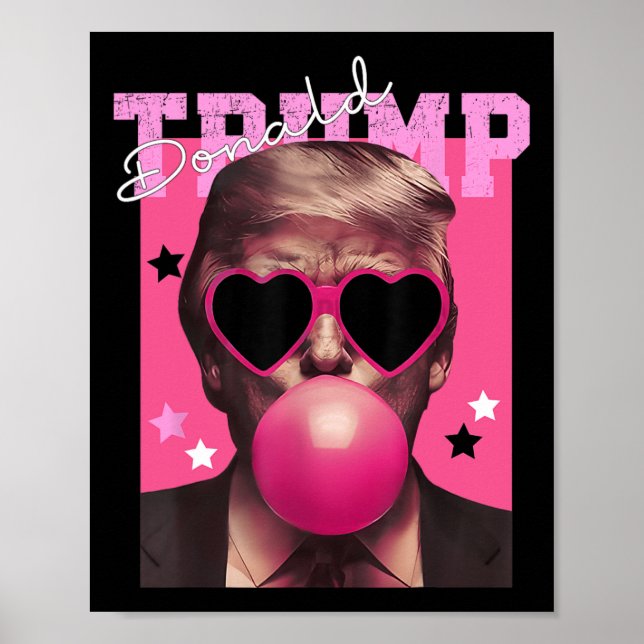 Poster Donald Trump soufflant la bulle de gomme Sungilles (Devant)
