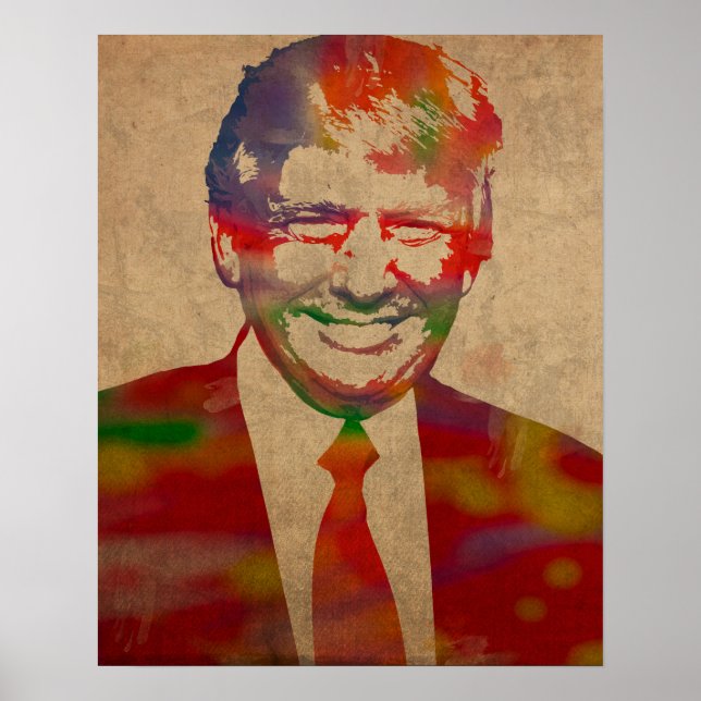 Poster Donald Trump Watercolor Portrait (Devant)