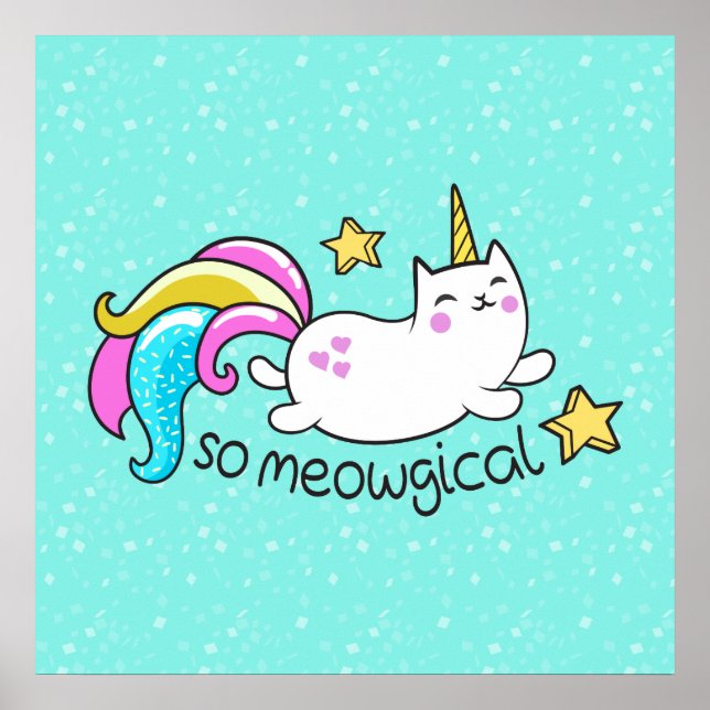 Poster Donc Meowgical Cute Unicorn kitty parties scintill (Devant)