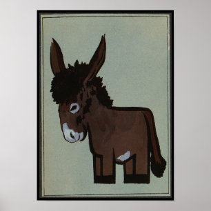 Poster Donkey - Antiquaire, Illustration de livre coloré