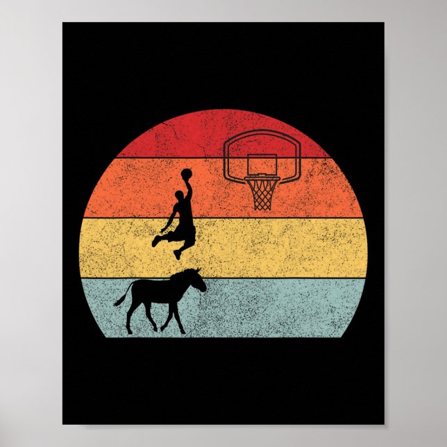 Poster Donkey basketball joueur entraîneur Sport ride âne (Devant)