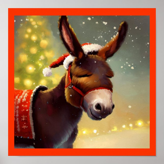 Poster Donkey de Noël 4 (Devant)
