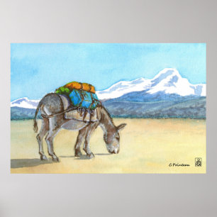 Poster Donkey sur High Plateau, Amérique du Sud