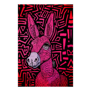 Poster Donkey Tribal Neon - Gras et Psychédélique Art Mur