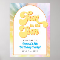 DONNA Retro Font Tie Dye Pool Party Anniversaire