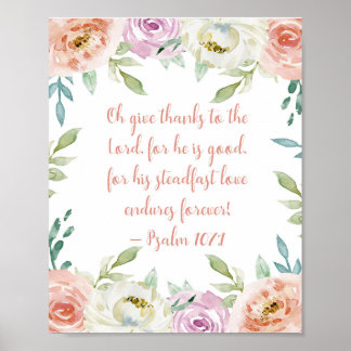 Poster Donner Merci Bible Verse Girl Aquarelle Floral