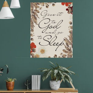 Poster Donnez-le à Dieu et Allez Dormir Panneau de Texte