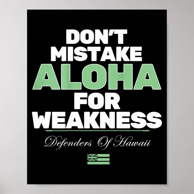 Poster Don't Mistake Aloha For Weakness (on Back)  (Devant)