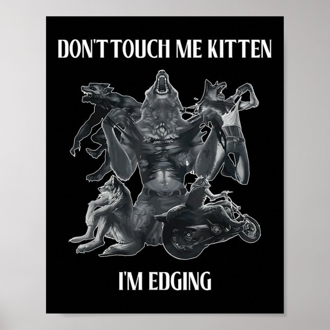 Poster Don't Touch Me Kitten I'm Edging Wolfs Design  (Devant)