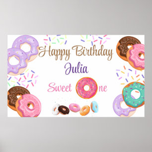 Poster Donut fille de 1er anniversaire