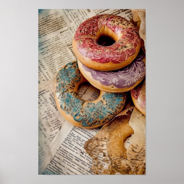 Poster Donut floral (Devant)