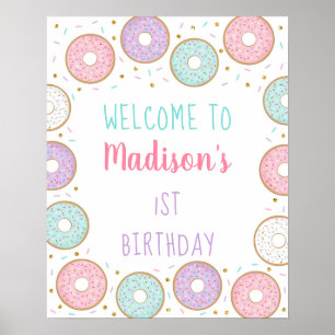 Poster Donut Pink Gold Pastel Bienvenue