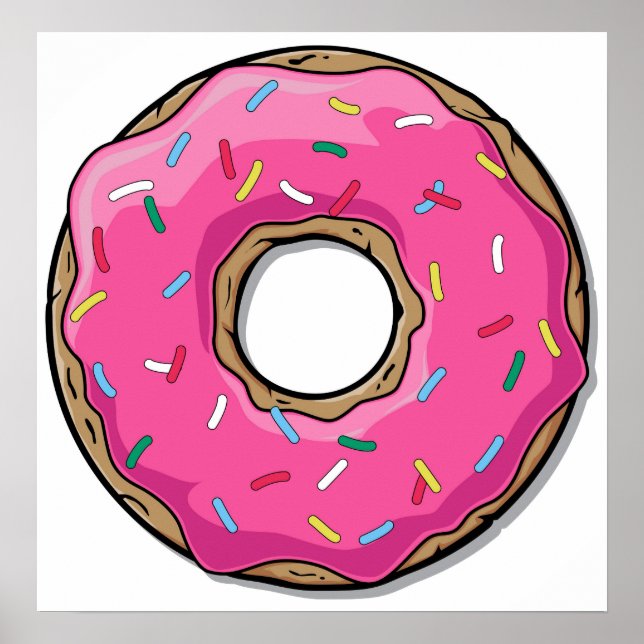 Poster Donut Rose Cartoon Avec Saupoudrages (Devant)