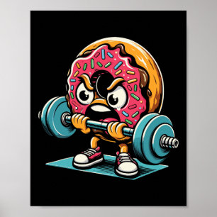 Poster Donut soulève des poids Gym drôle travail Haltérop