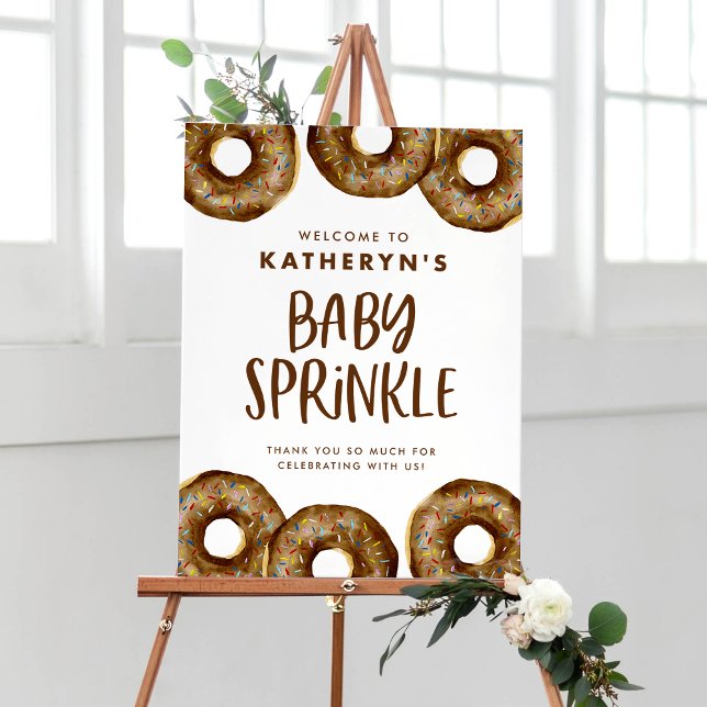 Poster Donuts au Chocolat Baby Sprinkle (Watercolor Chocolate Donuts Baby Sprinkle Welcome Sign – Customizable Baby Shower Decor)
