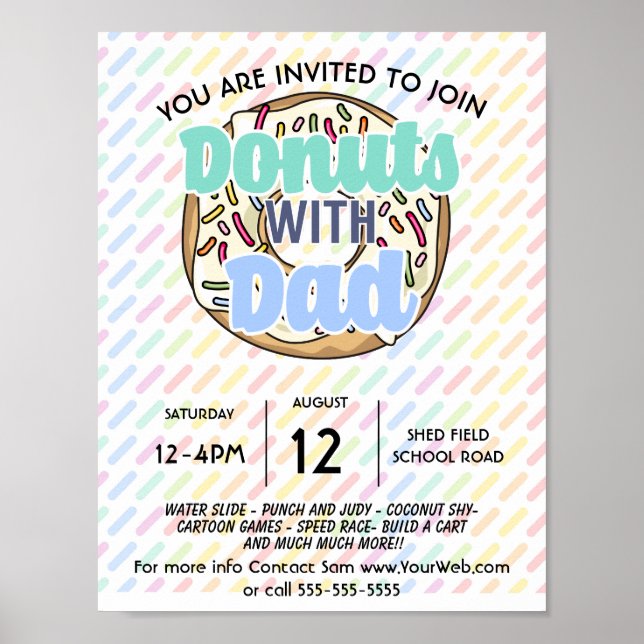 Poster donuts avec l'école papa PTO PTA collecte de fonds (Devant)