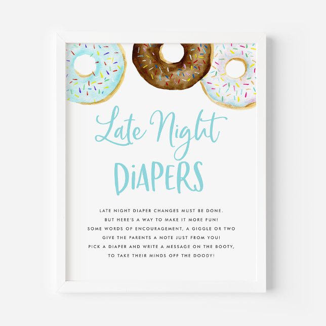 Poster Donuts Bleus et Chocolat Late Night Diapers Jeu (Créateur téléchargé)