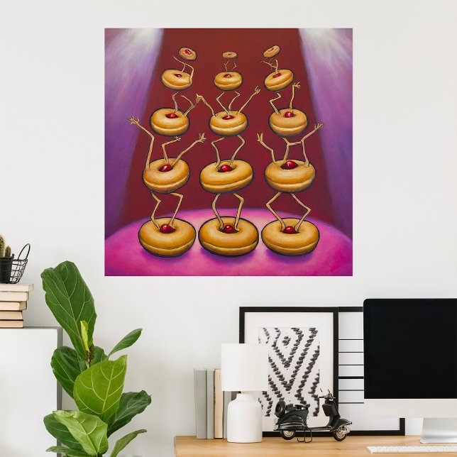 Poster Donuts Danser Whimsical Doughnut Caractères (Créateur téléchargé)