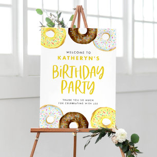 Poster Donuts Jaunes et Chocolat Bienvenue à la fête d'an