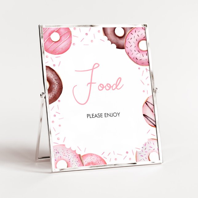 Poster Donuts roses et diaphères Baby shower alimentaire (Pink Sweet Sprinkle Baby Shower Food Sign)