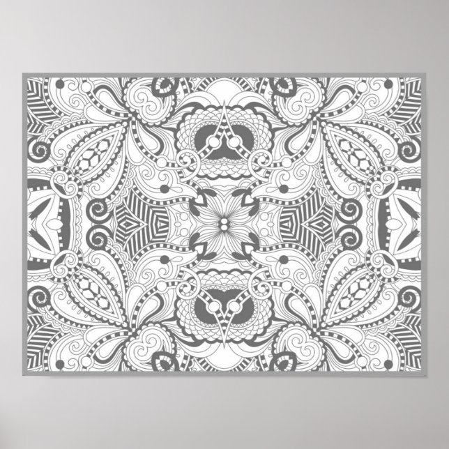 Poster Doodle Carré de fleurs 2 (Devant)