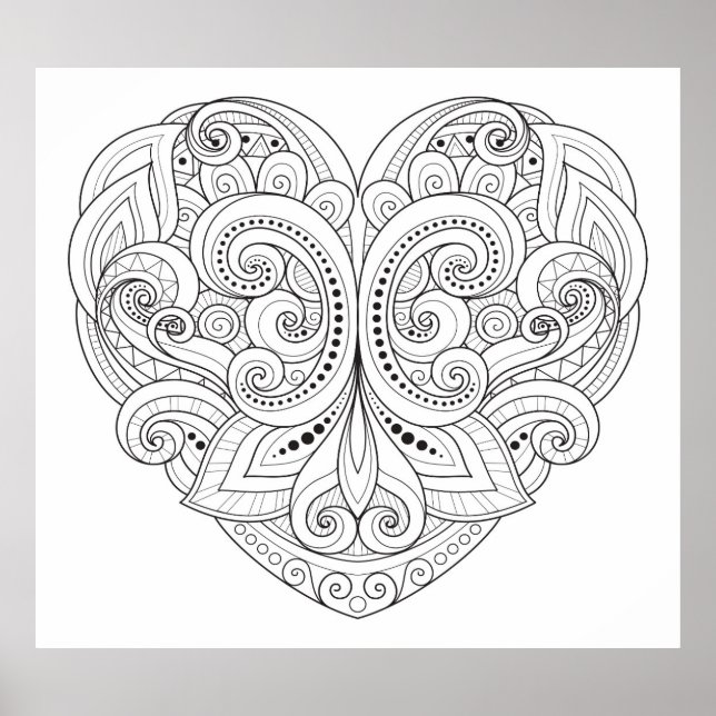 Poster Doodle Coeur Abstrait 2 (Devant)