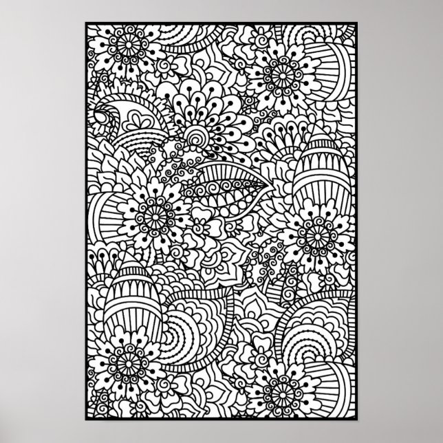 Poster Doodle de fleurs 2 (Devant)