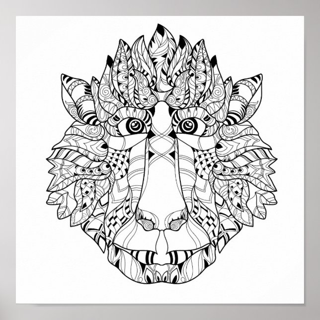 Poster Doodle de tête de singe 2 (Devant)