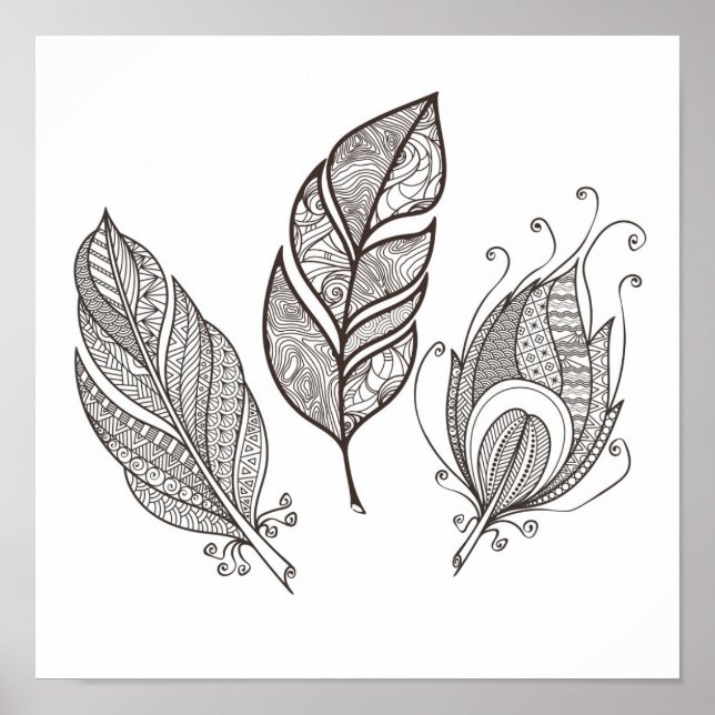 Poster Doodle en plumes complexes 2 (Devant)